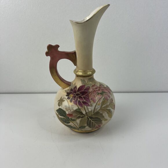 Vintage Petite Carafe Pitcher Florals Stamped ED Germany Austria - Picture 1 of 5